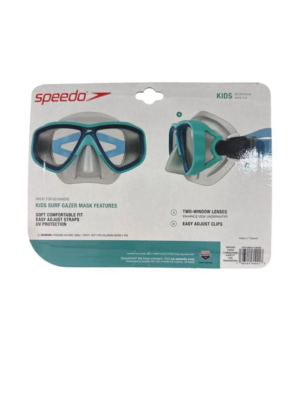 Speedo Kids Surf Gazer Mask Ages 3-6 UV Protection & Adjustable Straps - Blue &